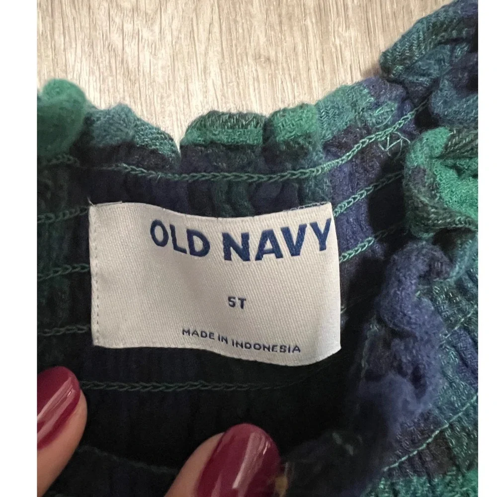 New - Old‎ Navy girls holiday green & navy plaid dress, size 5T